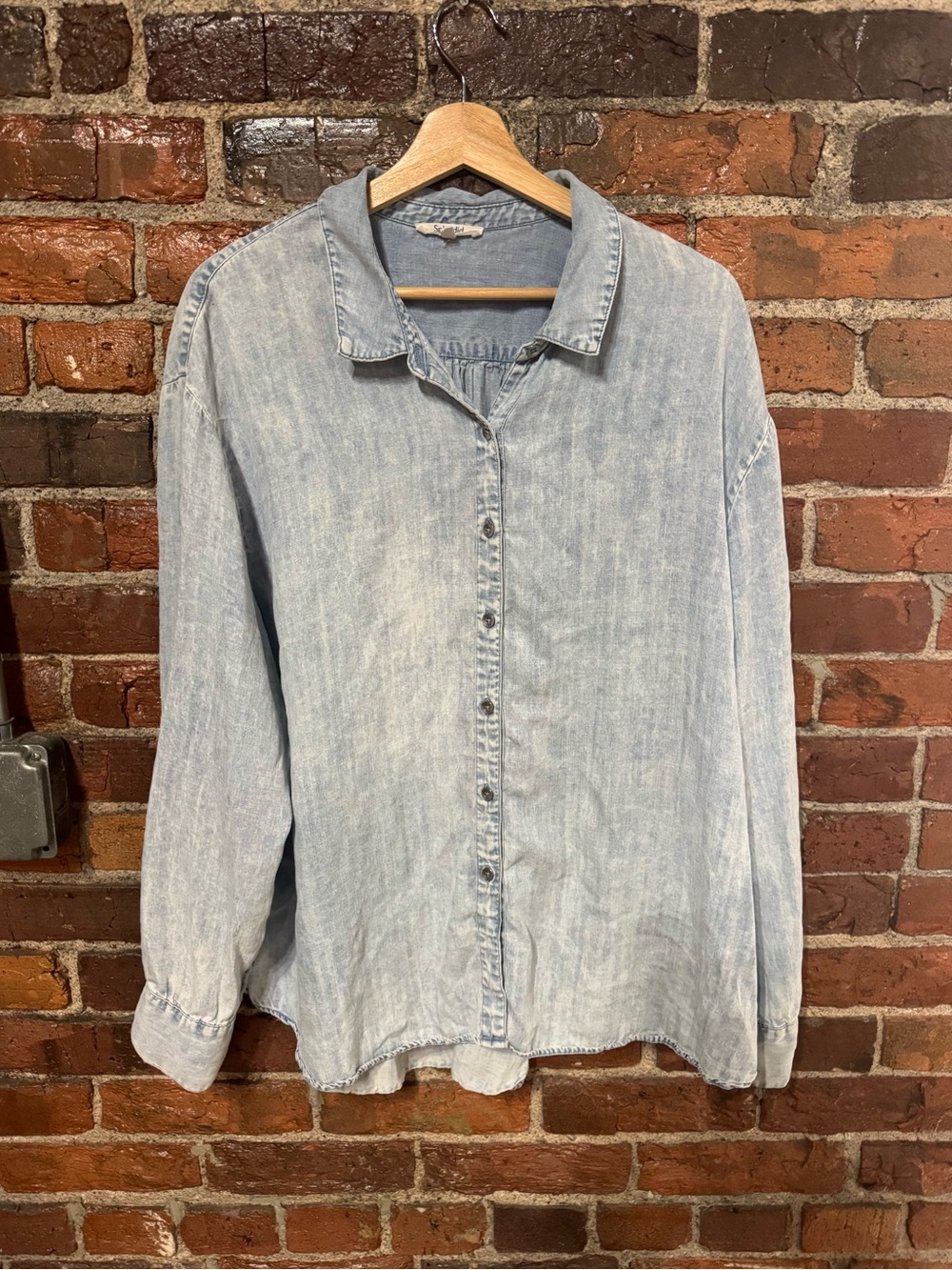 Splendid Flowy Light Blue Soft Denim Shirt Size XL